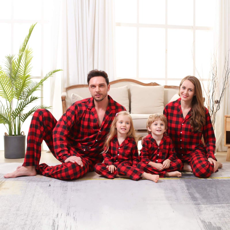 CARETOO Matching Family Pajamas Sets Long Sleeve Christmas Reindeer Plaid Pjs Striped Kids Holiday Sleepwear Homewear - Image 4
